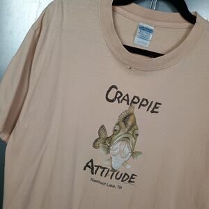 Crappie Attitude Fishing Outdoor Vintage Y2K T-shirt Large Summer Camp Funny